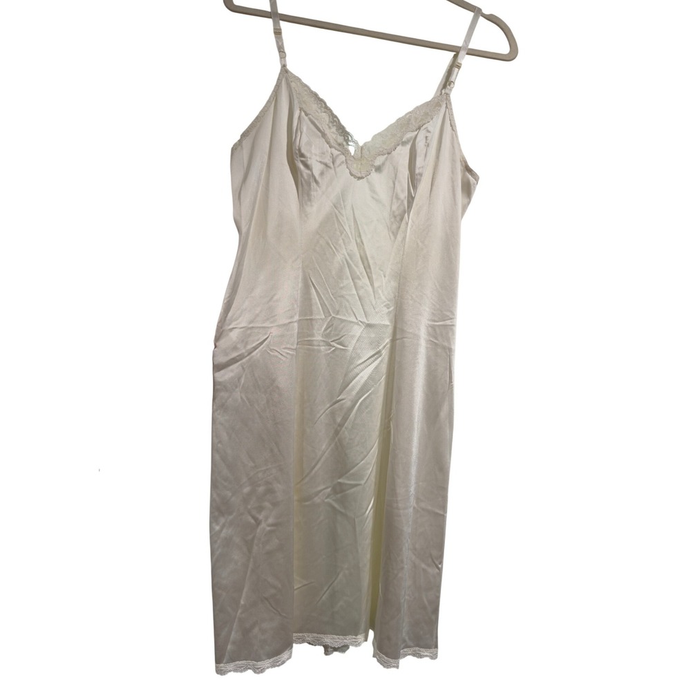 Vintage Sears Ivory Lace Trim Full Slip Dress Silky Nylon Style 82614 Size 36‎
